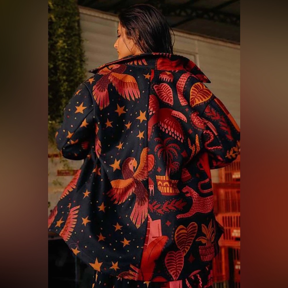 Farm Rio Mixed Prints Fleece Shirt Jacket